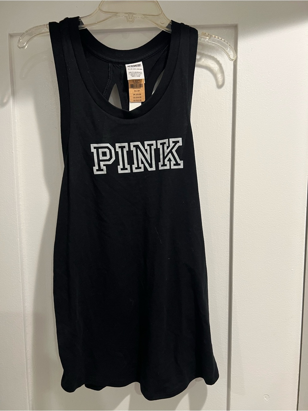 PINK Victoria's Secret Black Logo Racerback Tank